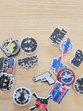 Assorted Tactical PVC Charms - Patriotic & Gun Motifs 15 Total For Crocs